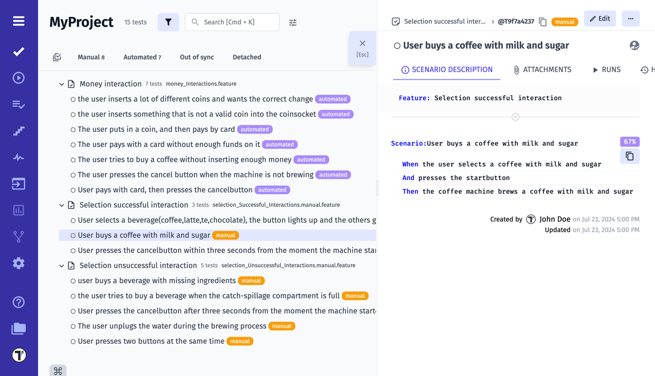 Testomat.io - Import cucumber manual tests