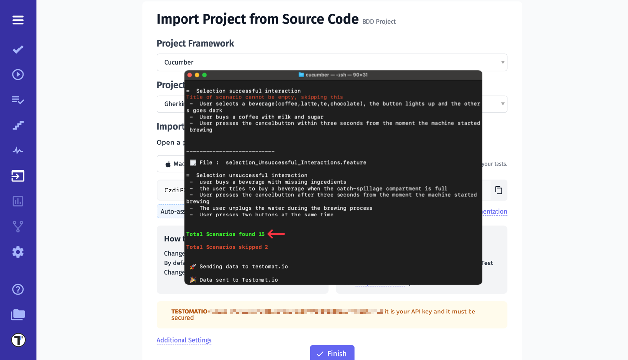 Testomat.io - Import cucumber automated tests