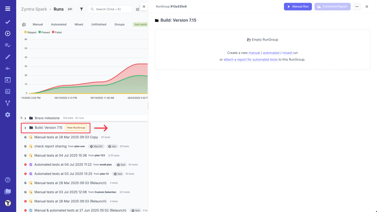 Testomat.io - RunGroup will appea